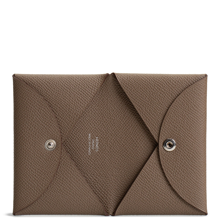 HERMES Calvi Card Holder - Beige Marfa