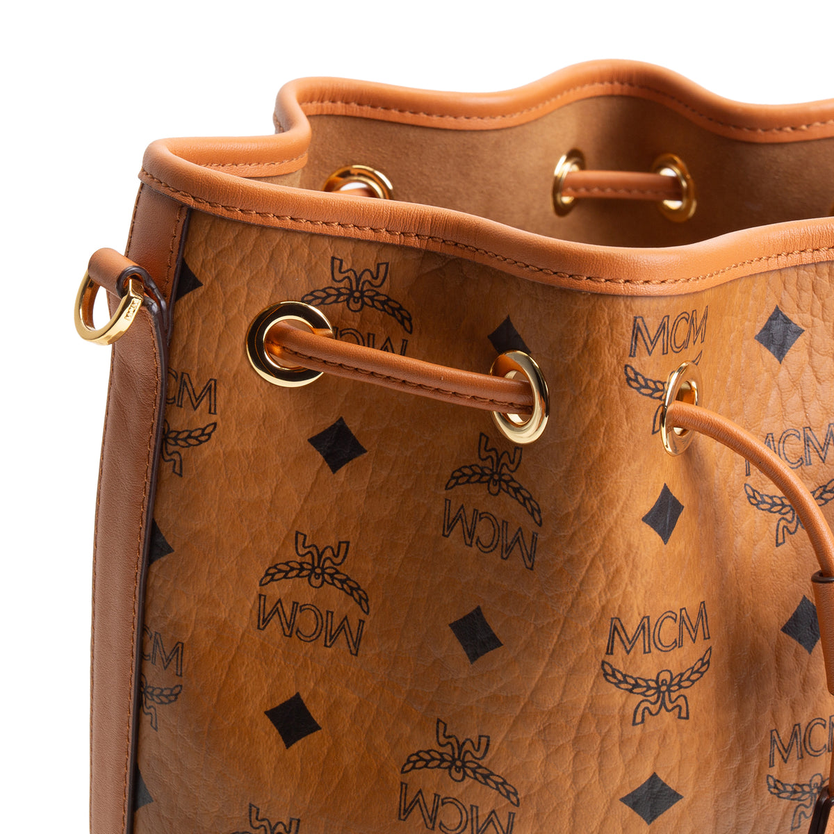 MCM Visetos Bucket Bag w/Pouch - Cognac