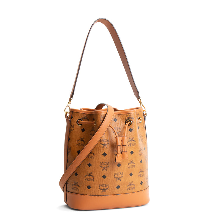 MCM Visetos Bucket Bag w/Pouch - Cognac
