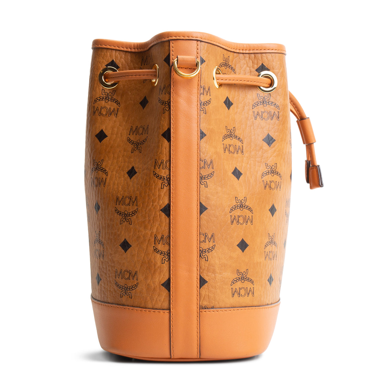 MCM Visetos Bucket Bag w/Pouch - Cognac