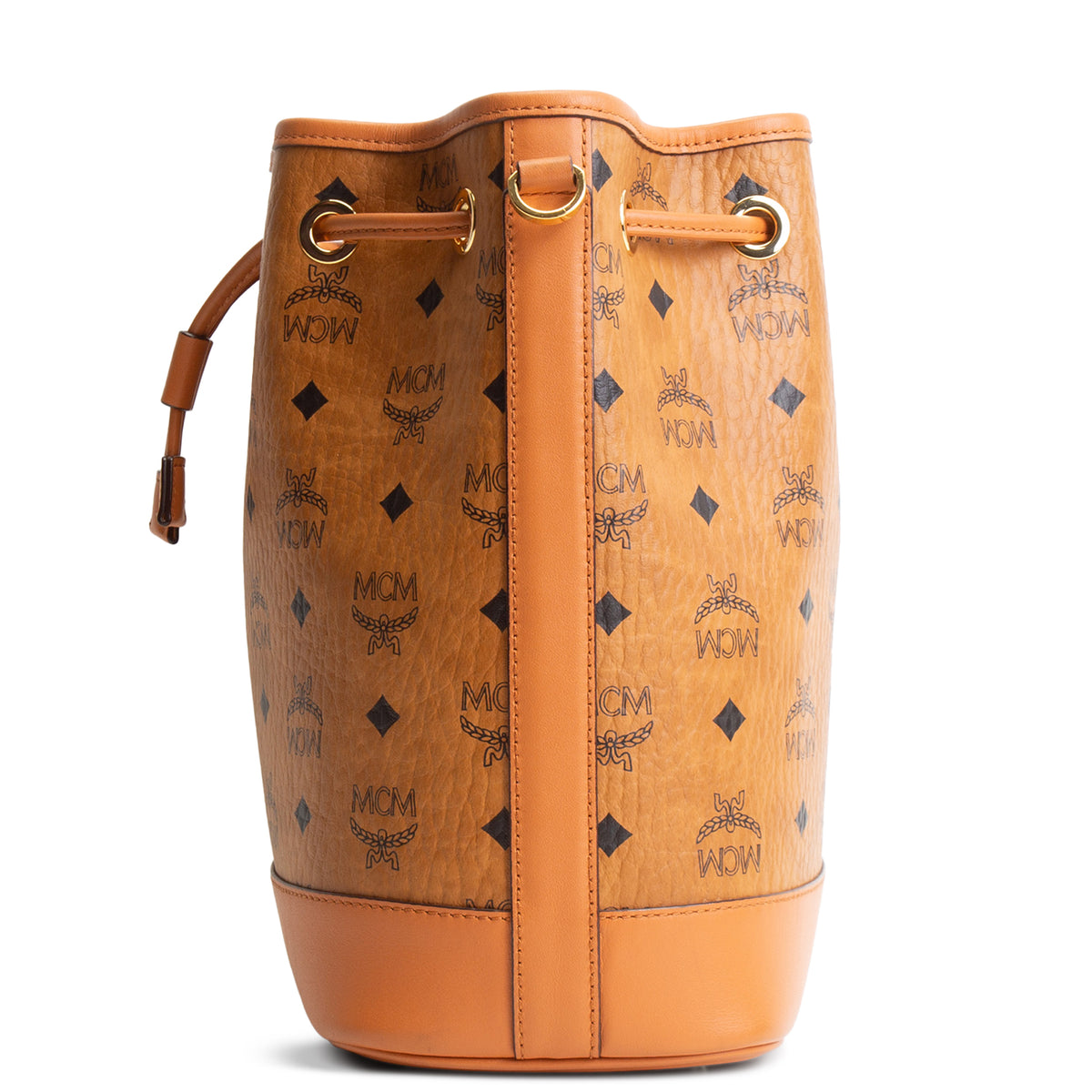 MCM Visetos Bucket Bag w/Pouch - Cognac