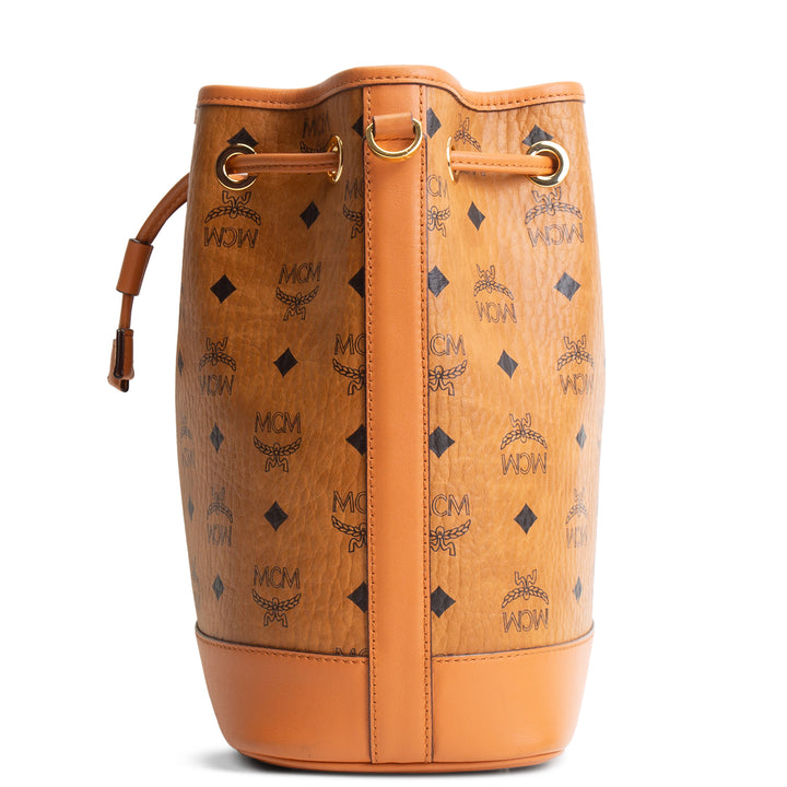 MCM Visetos Bucket Bag w/Pouch - Cognac