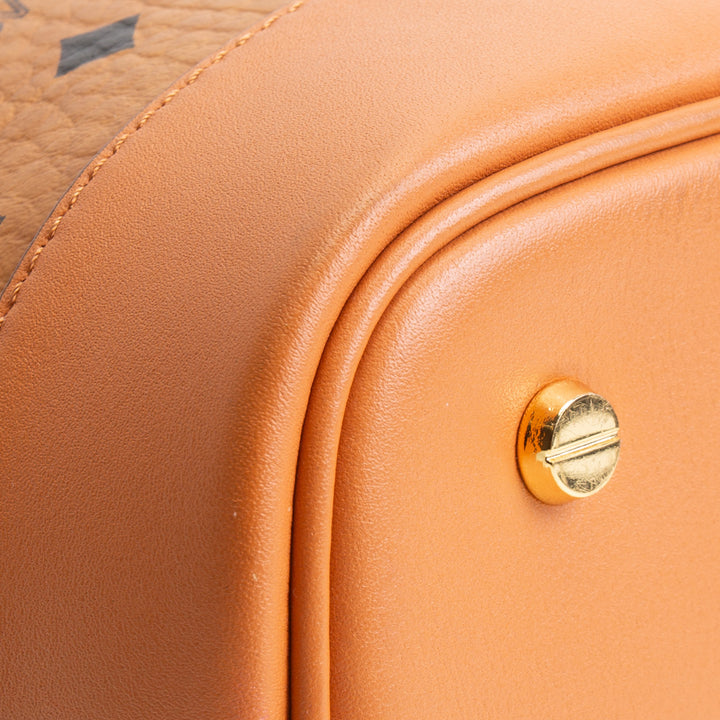 MCM Visetos Bucket Bag w/Pouch - Cognac