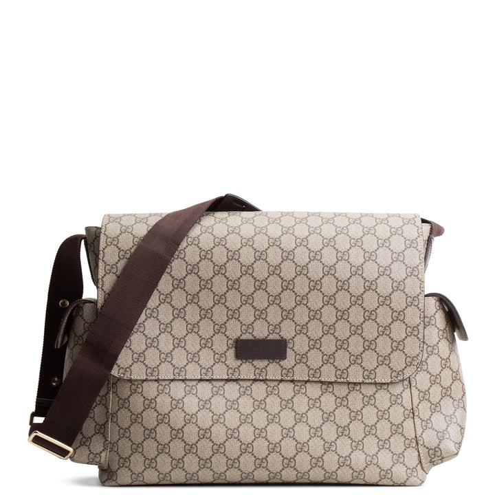 GUCCI GG Supreme Diaper Bag - Beige & Ebony