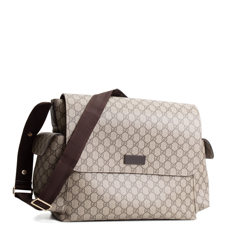 GUCCI GG Supreme Diaper Bag - Beige & Ebony