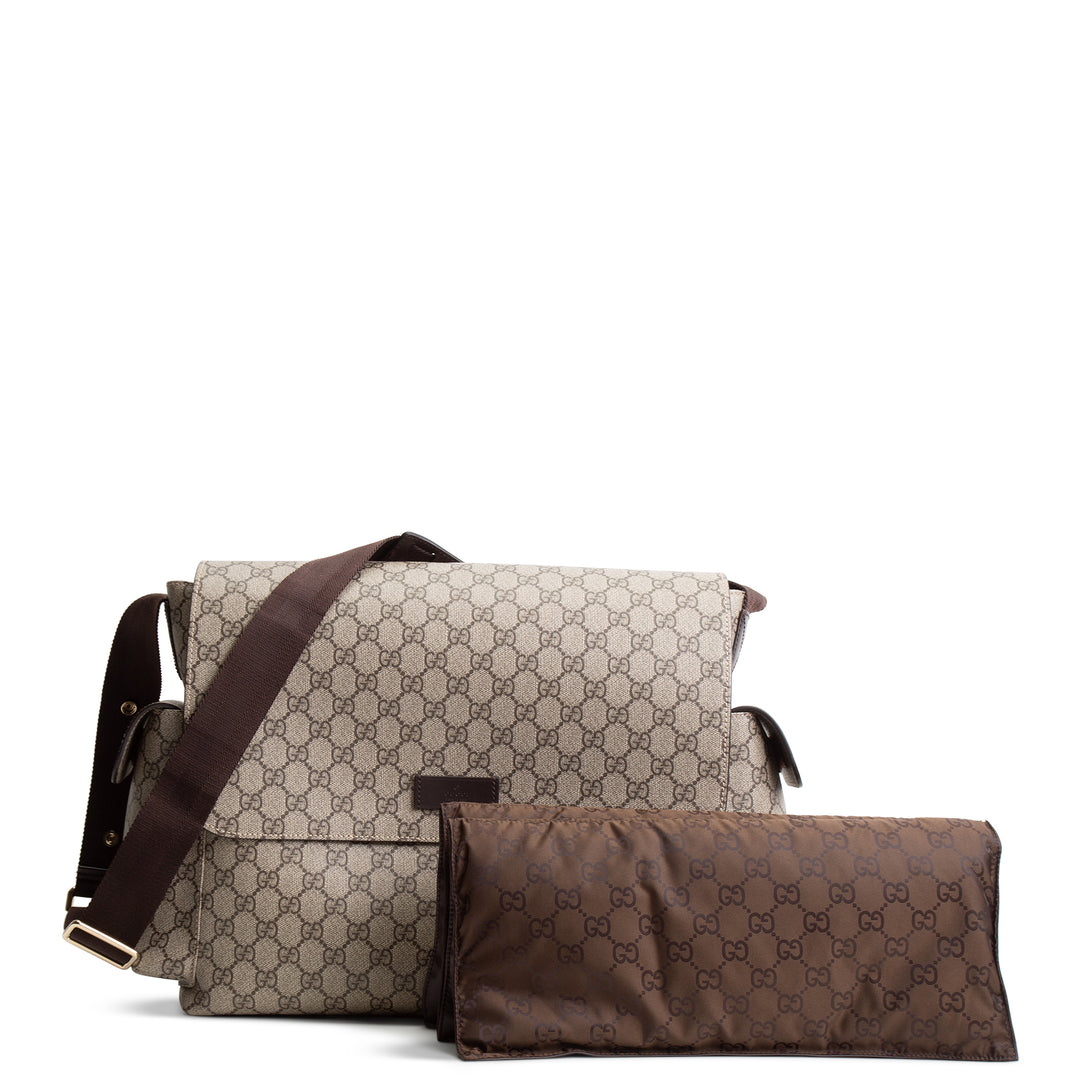 GUCCI GG Supreme Diaper Bag - Beige & Ebony