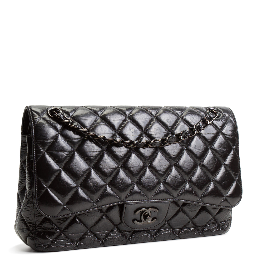 CHANEL Classic Crinkle Double Jumbo Flap - Black