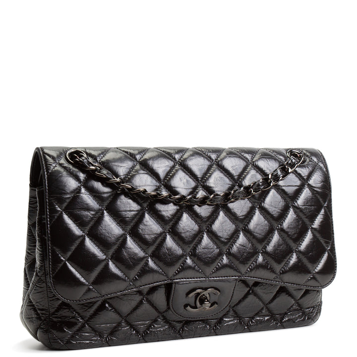 CHANEL Classic Crinkle Double Jumbo Flap - Black