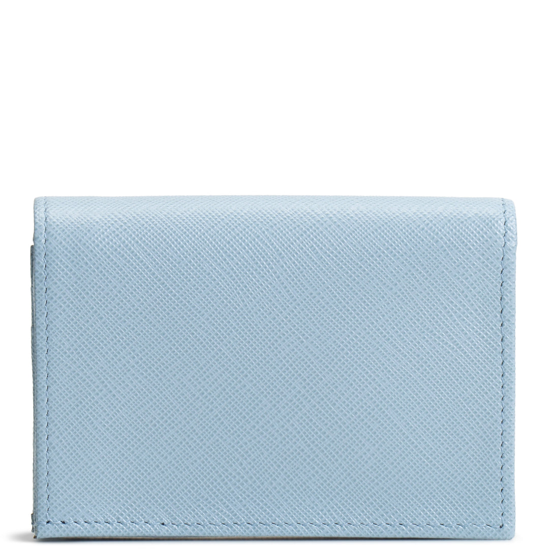 PRADA Saffiano Lux Leather Compact Wallet - Baby Blue