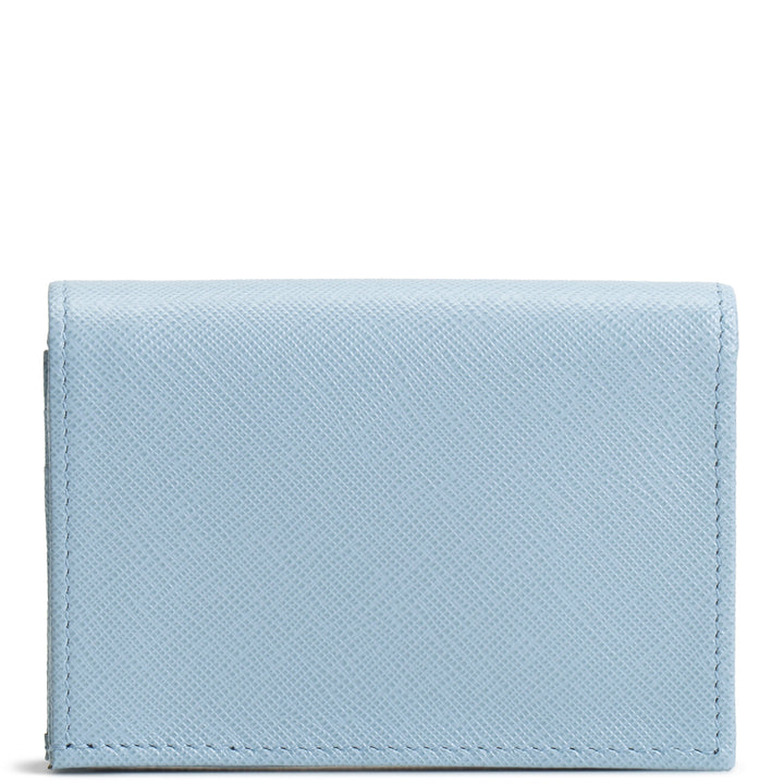 PRADA Saffiano Lux Leather Compact Wallet - Baby Blue