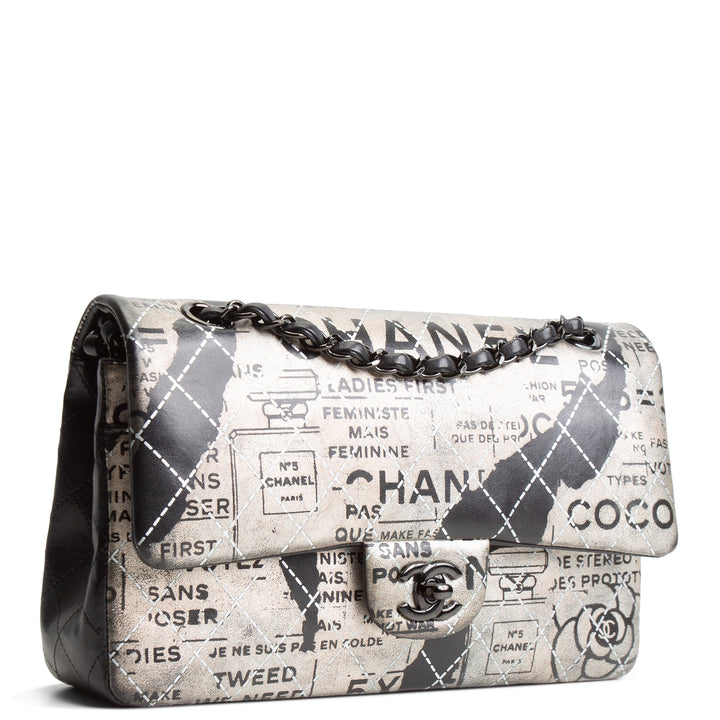 CHANEL Medium Graffiti Newspaper Double Flap