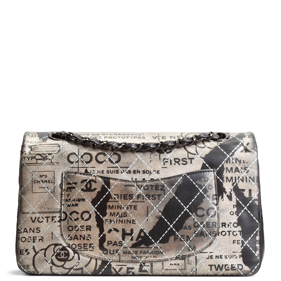 CHANEL Medium Graffiti Newspaper Double Flap
