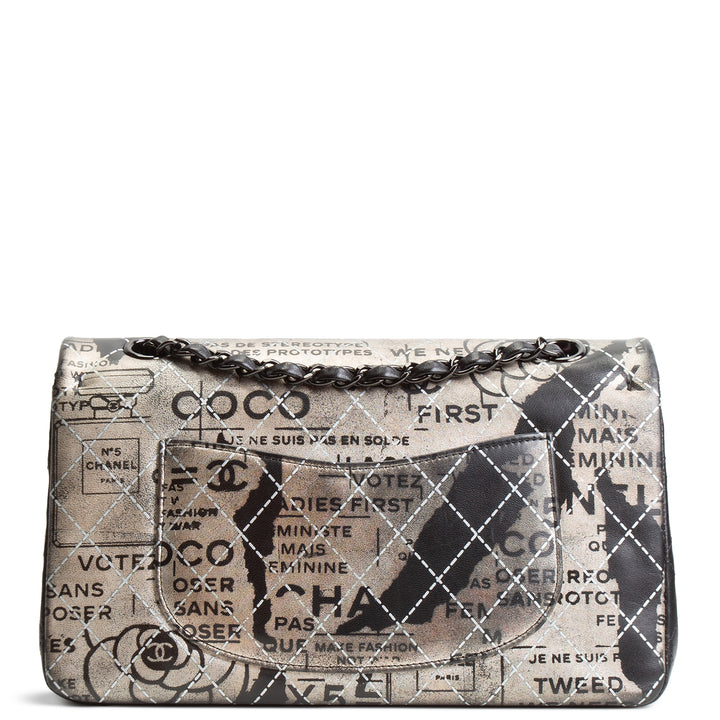 CHANEL Medium Graffiti Newspaper Double Flap