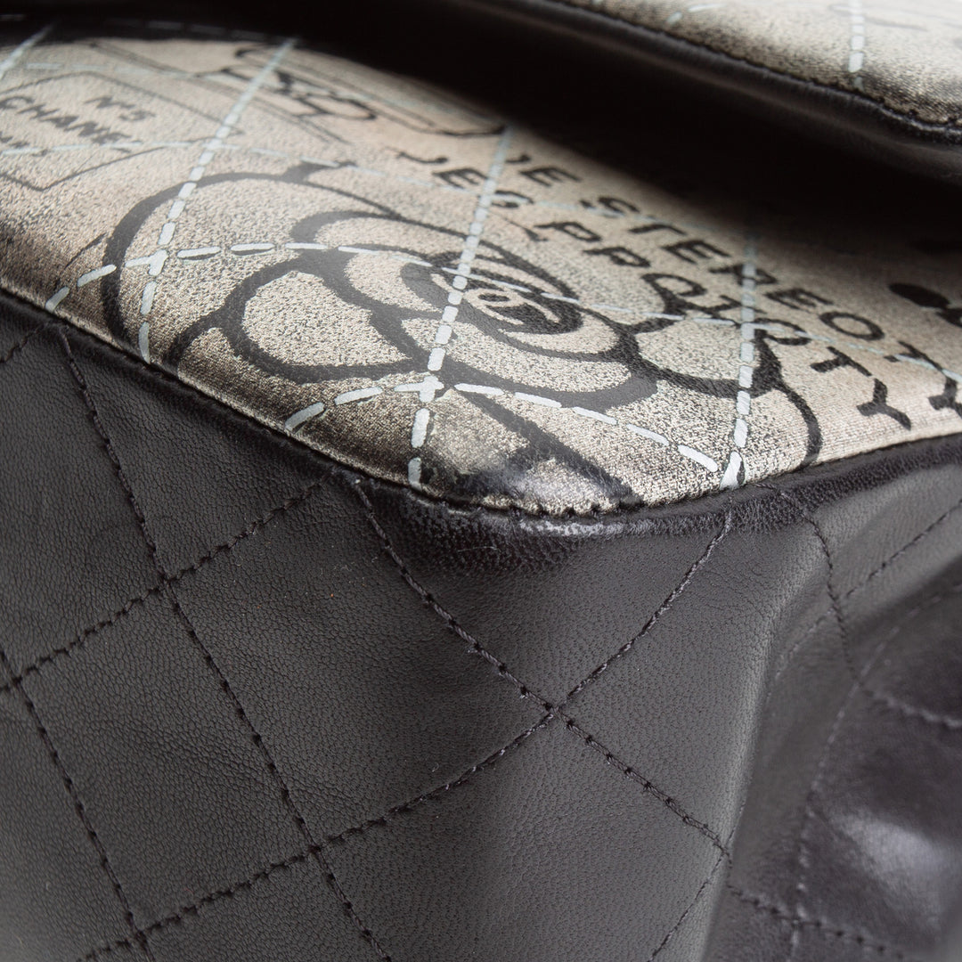 CHANEL Medium Graffiti Newspaper Double Flap