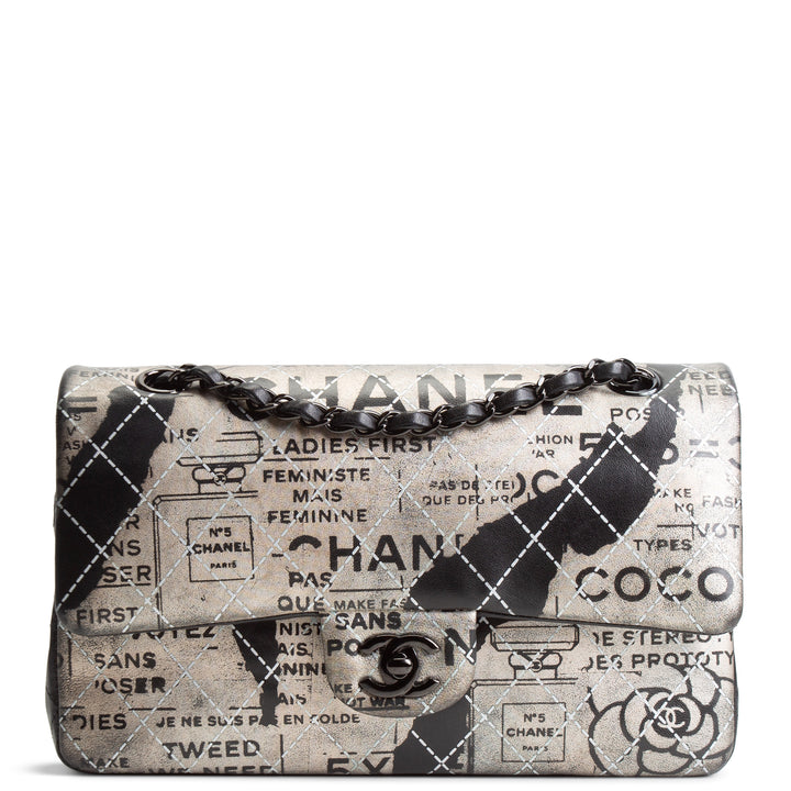 CHANEL Medium Graffiti Newspaper Double Flap