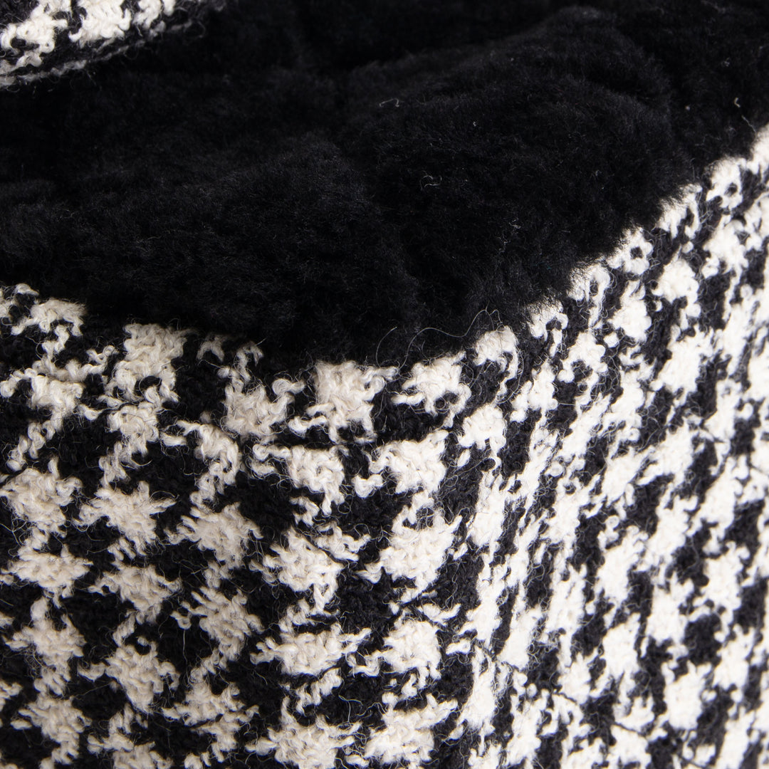 CHANEL Jumbo CC Flap Quilted Shearling & Houndstooth Tweed