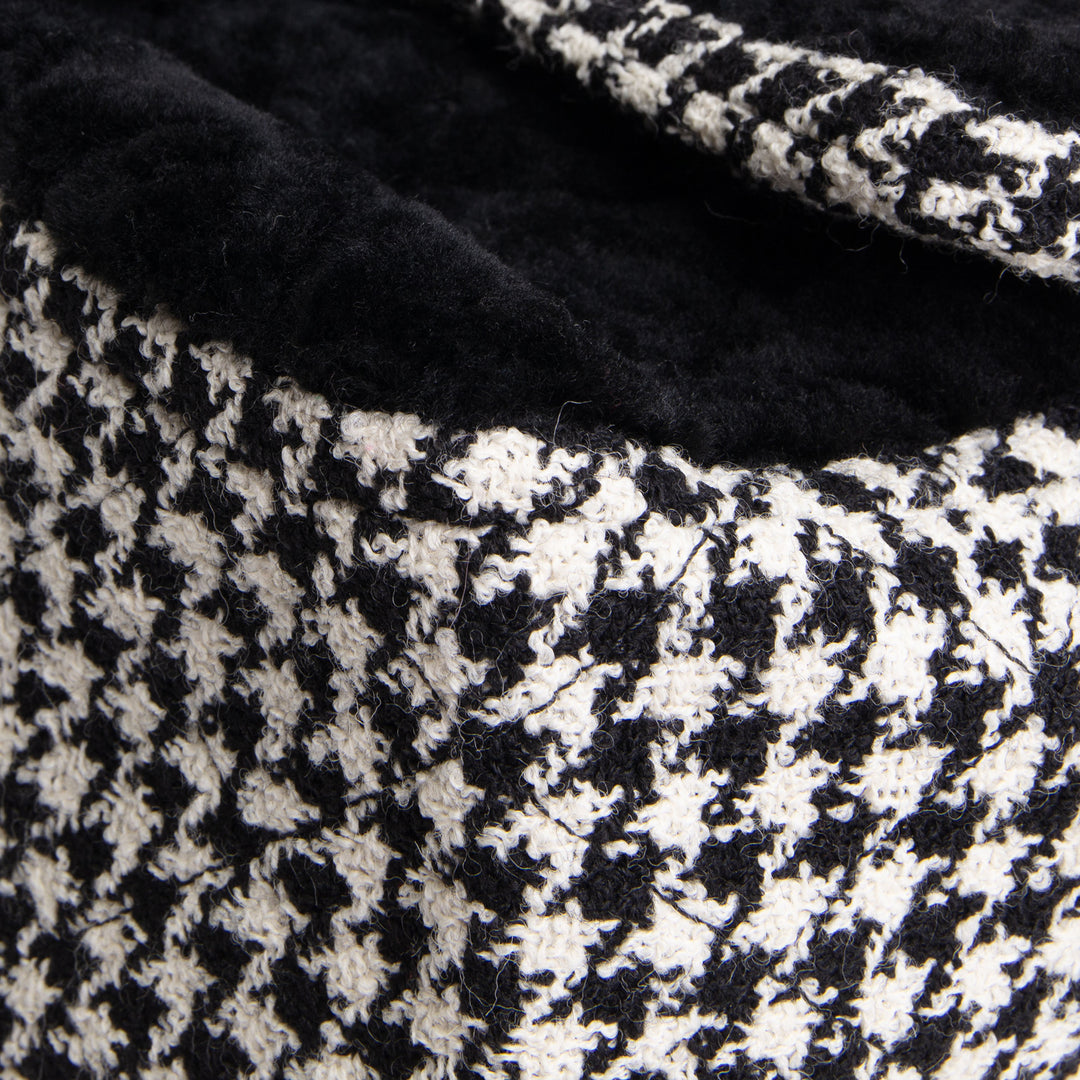 CHANEL Jumbo CC Flap Quilted Shearling & Houndstooth Tweed