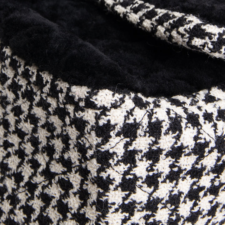 CHANEL Jumbo CC Flap Quilted Shearling & Houndstooth Tweed