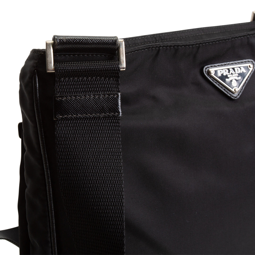 PRADA Tessuto Nylon Messenger Bag - Black OULET FINAL SALE