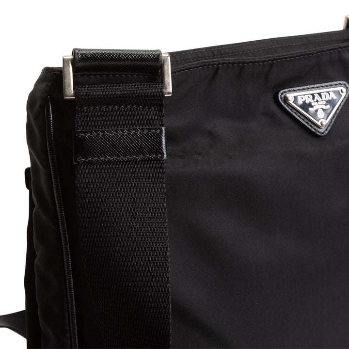 PRADA Tessuto Nylon Messenger Bag - Black OULET FINAL SALE