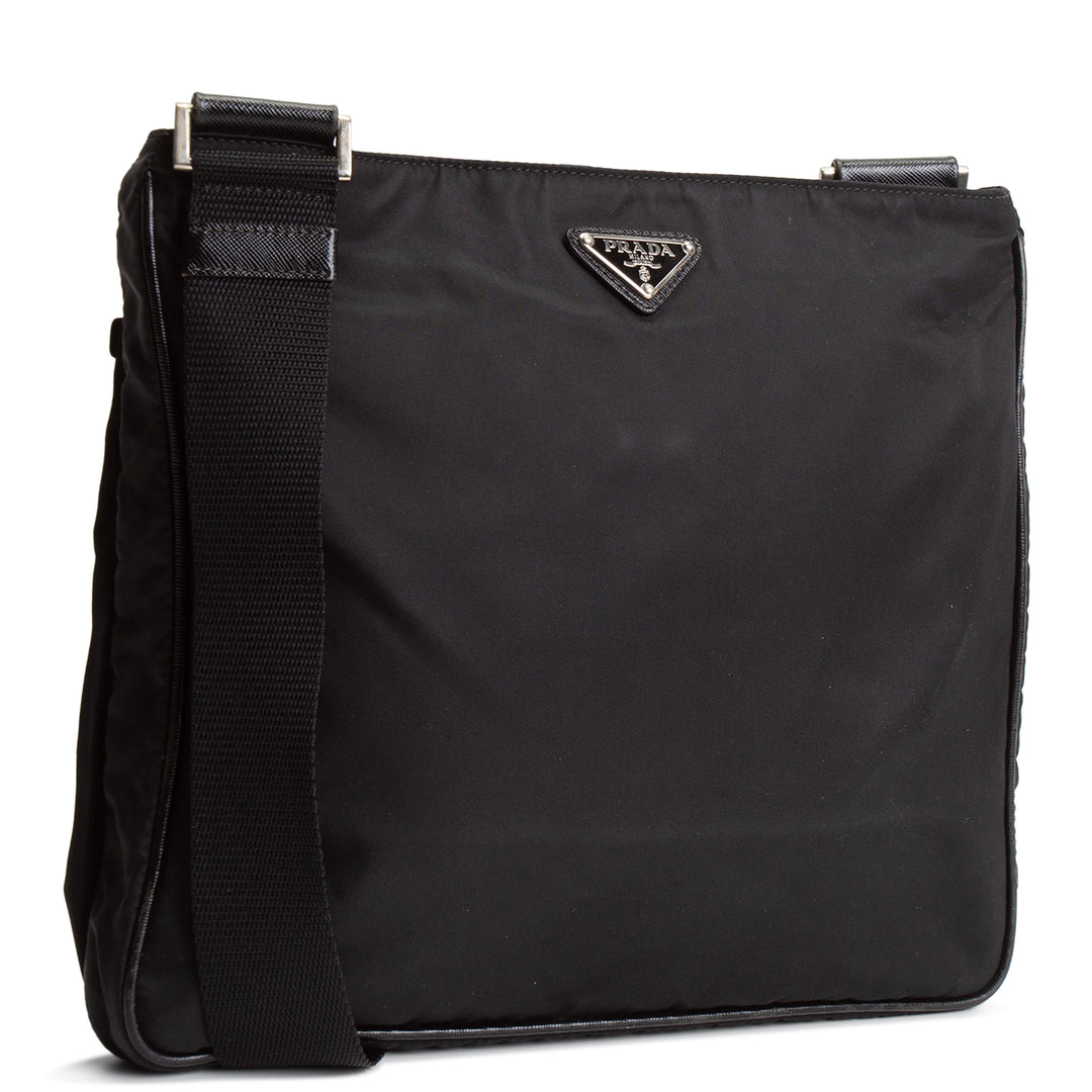 PRADA Tessuto Nylon Messenger Bag - Black OULET FINAL SALE