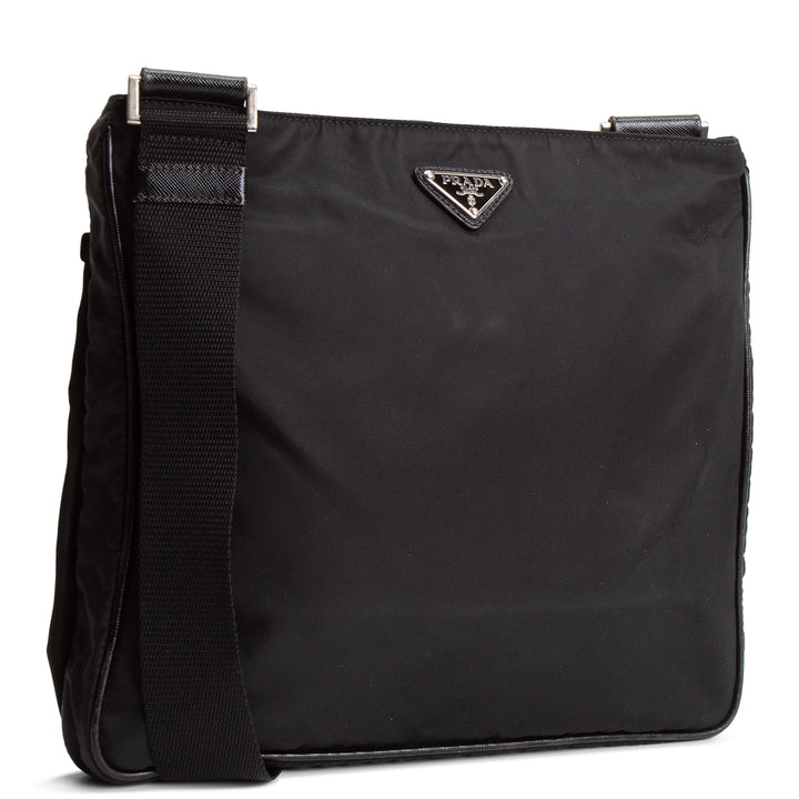 PRADA Tessuto Nylon Messenger Bag - Black OULET FINAL SALE