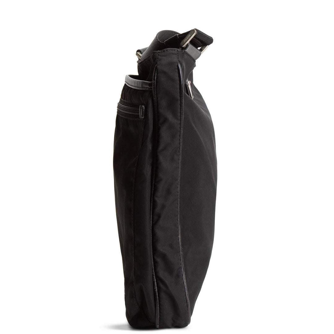 PRADA Tessuto Nylon Messenger Bag - Black OULET FINAL SALE