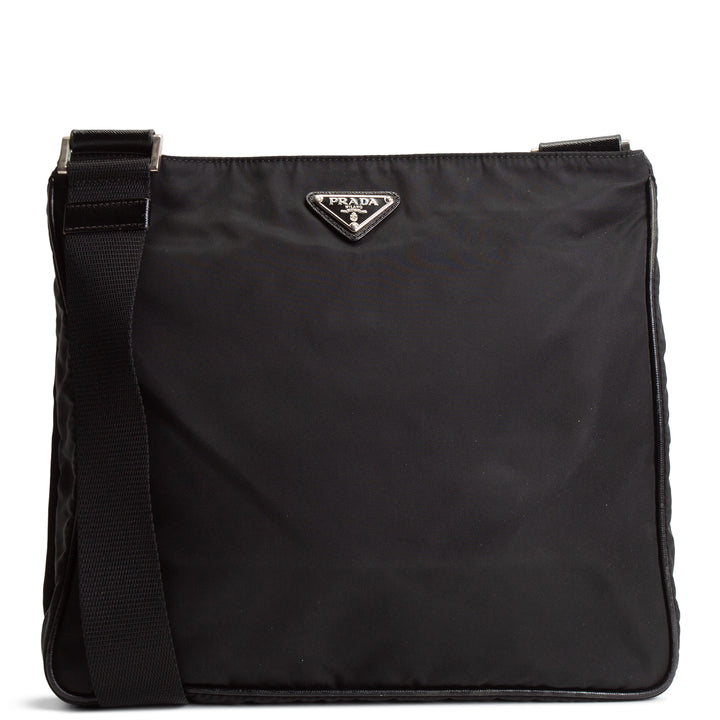 PRADA Tessuto Nylon Messenger Bag - Black OULET FINAL SALE