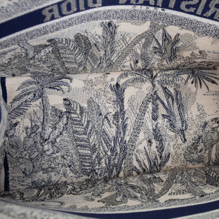 DIOR Book Tote Large Palm Tree Toile DeJouy - Blue