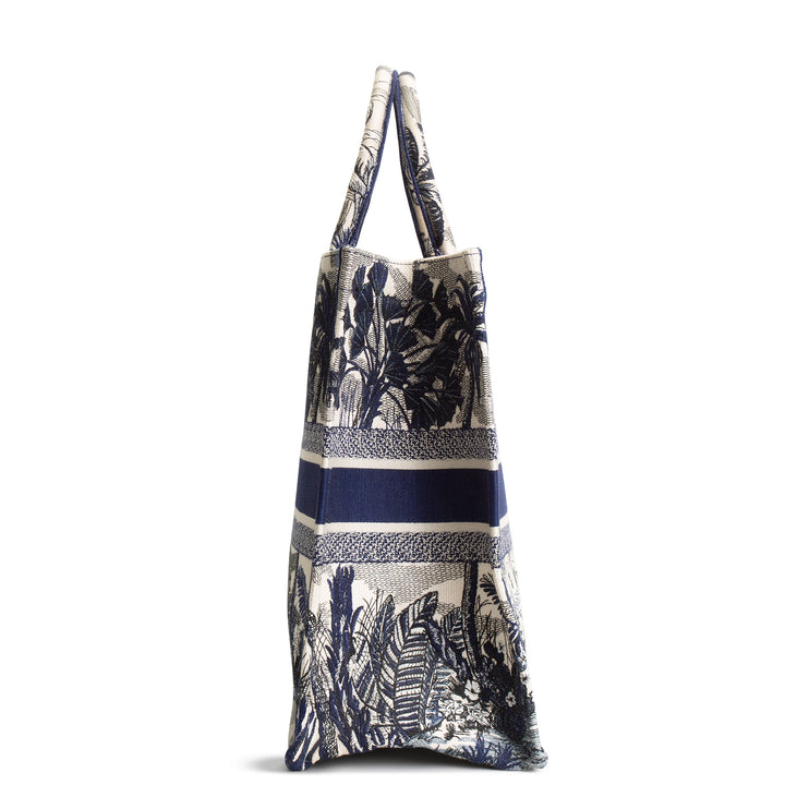 DIOR Book Tote Large Palm Tree Toile DeJouy - Blue