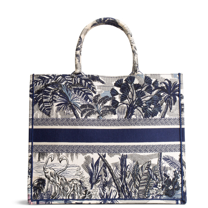 DIOR Book Tote Large Palm Tree Toile DeJouy - Blue
