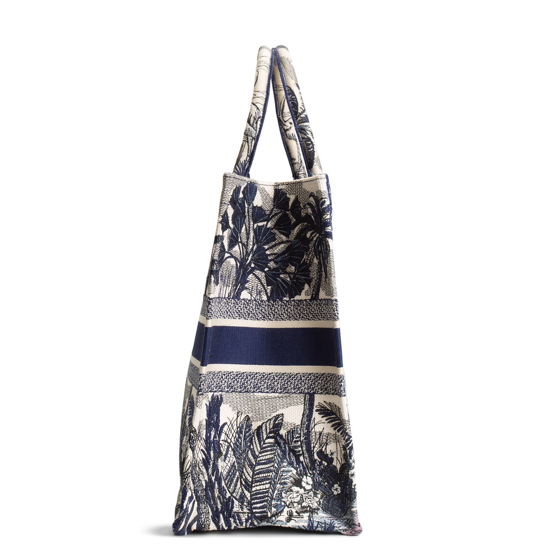 DIOR Book Tote Large Palm Tree Toile DeJouy - Blue