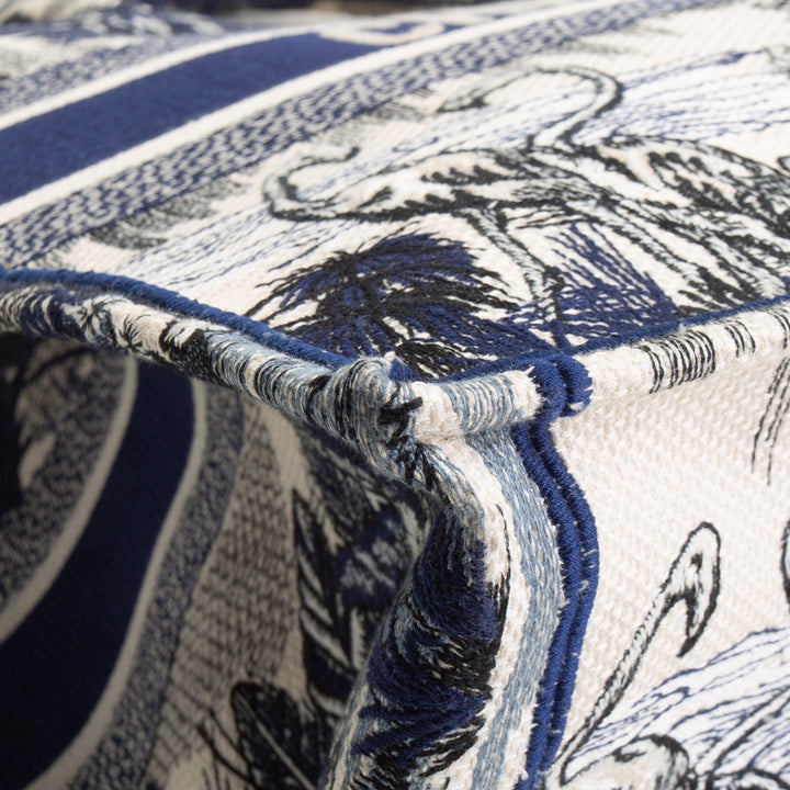 DIOR Book Tote Large Palm Tree Toile DeJouy - Blue