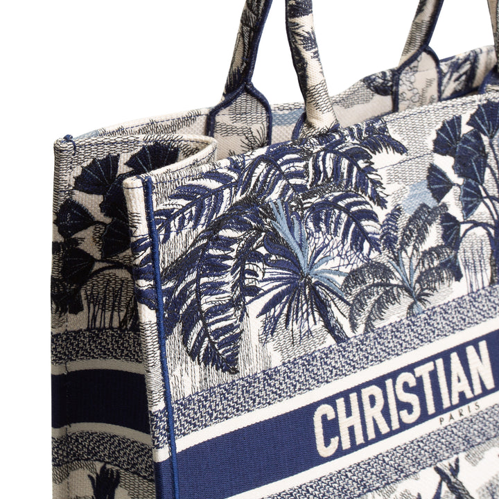 DIOR Book Tote Large Palm Tree Toile DeJouy - Blue