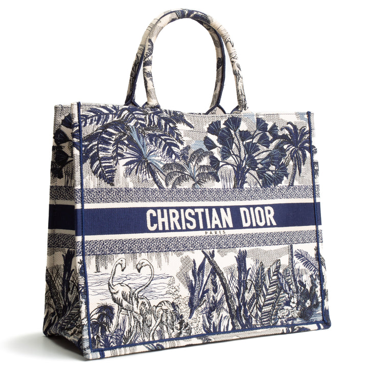 DIOR Book Tote Large Palm Tree Toile DeJouy - Blue