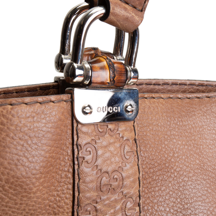 GUCCI Guccissima Bamboo Leather Handbag- Brown OUTLET FINAL SALE