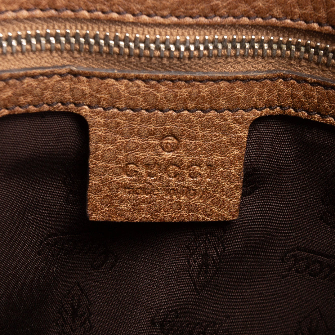 GUCCI Guccissima Bamboo Leather Handbag- Brown OUTLET FINAL SALE