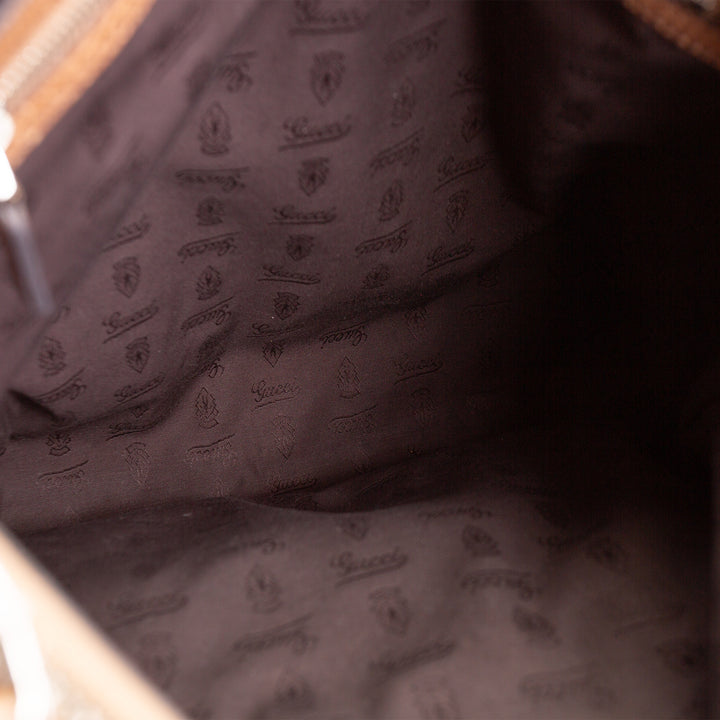 GUCCI Guccissima Bamboo Leather Handbag- Brown OUTLET FINAL SALE