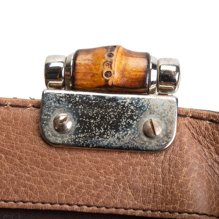 GUCCI Guccissima Bamboo Leather Handbag- Brown OUTLET FINAL SALE