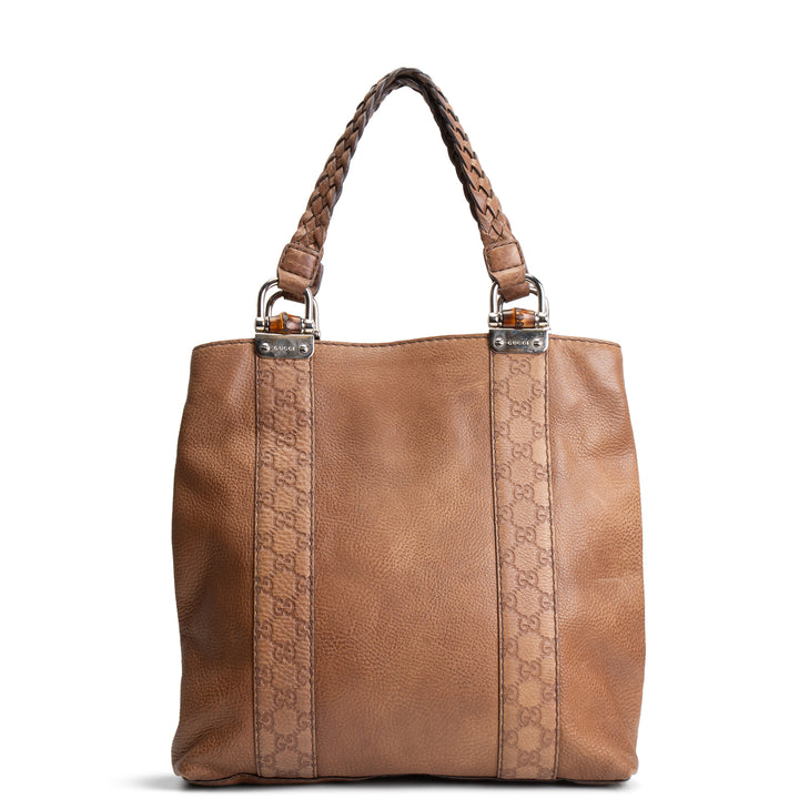 GUCCI Guccissima Bamboo Leather Handbag- Brown OUTLET FINAL SALE