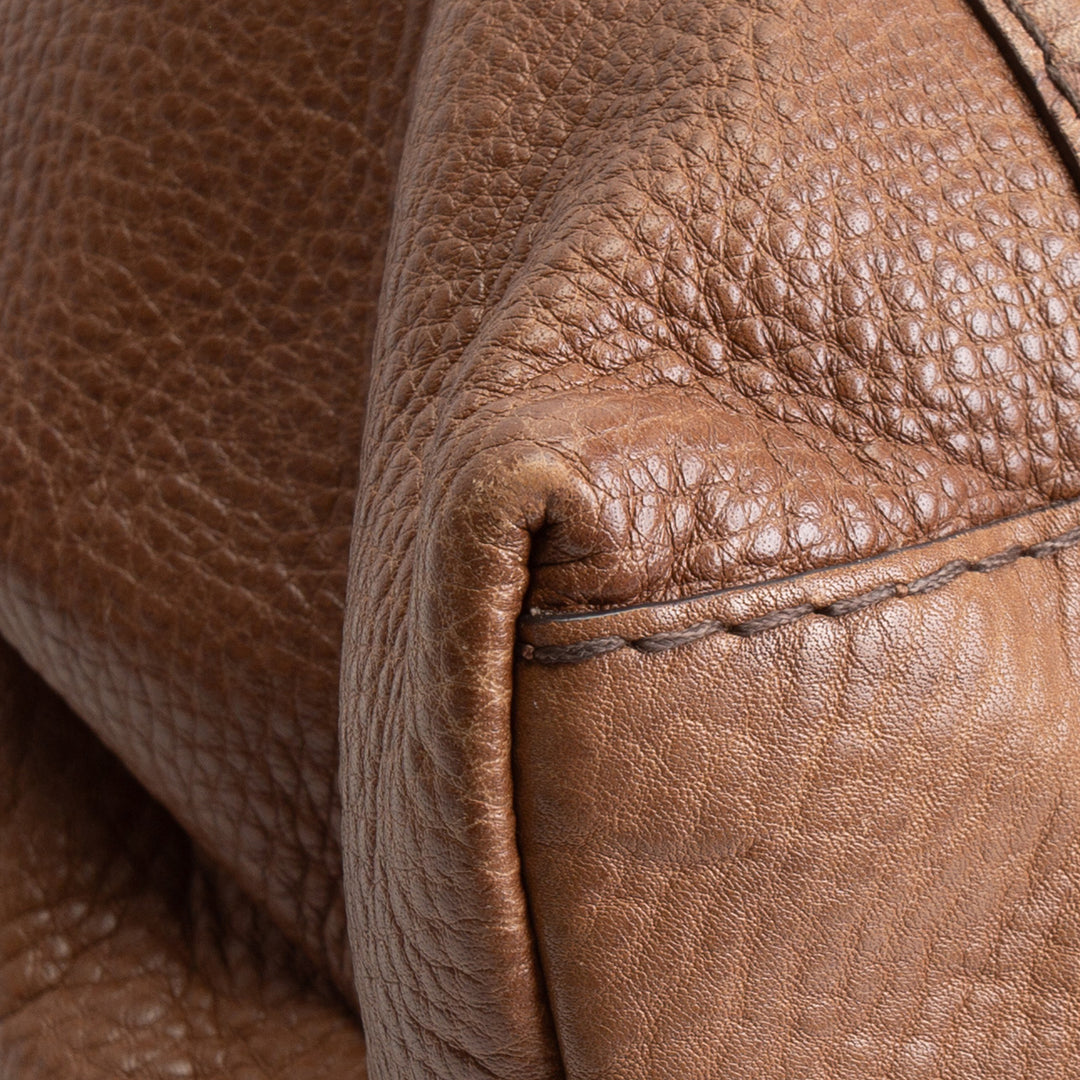 GUCCI Guccissima Bamboo Leather Handbag- Brown OUTLET FINAL SALE