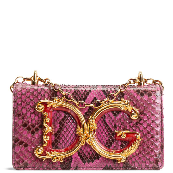 DOLCE & GABBANA Girls Phone Bag - Pink Python