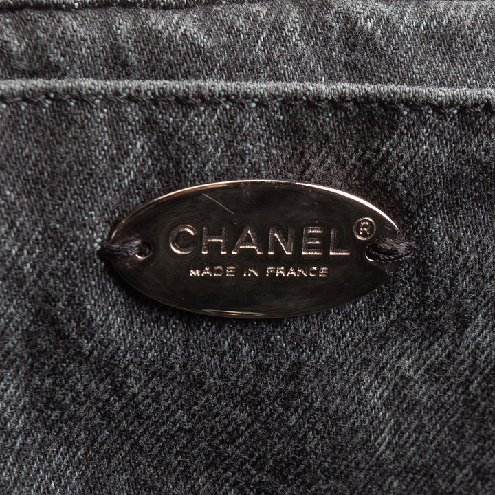 CHANEL Denim Quilted Denimpression XXL Flap Bag -Blue