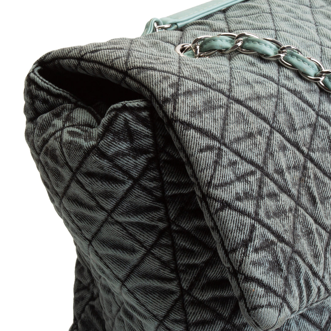 CHANEL Denim Quilted Denimpression XXL Flap Bag -Blue