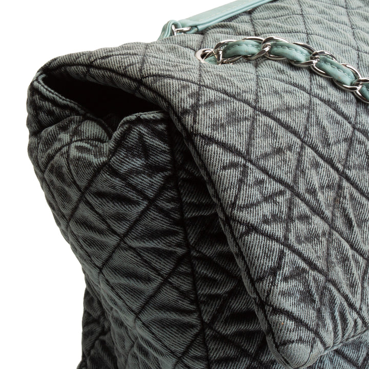 CHANEL Denim Quilted Denimpression XXL Flap Bag -Blue