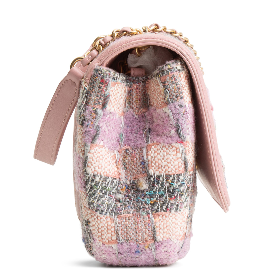 CHANEL Tweed Filigree Flap Bag - Pink