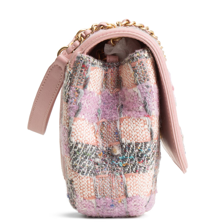 CHANEL Tweed Filigree Flap Bag - Pink