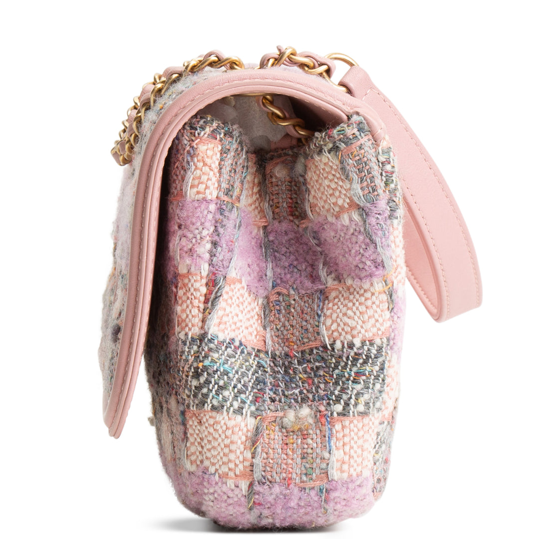 CHANEL Tweed Filigree Flap Bag - Pink