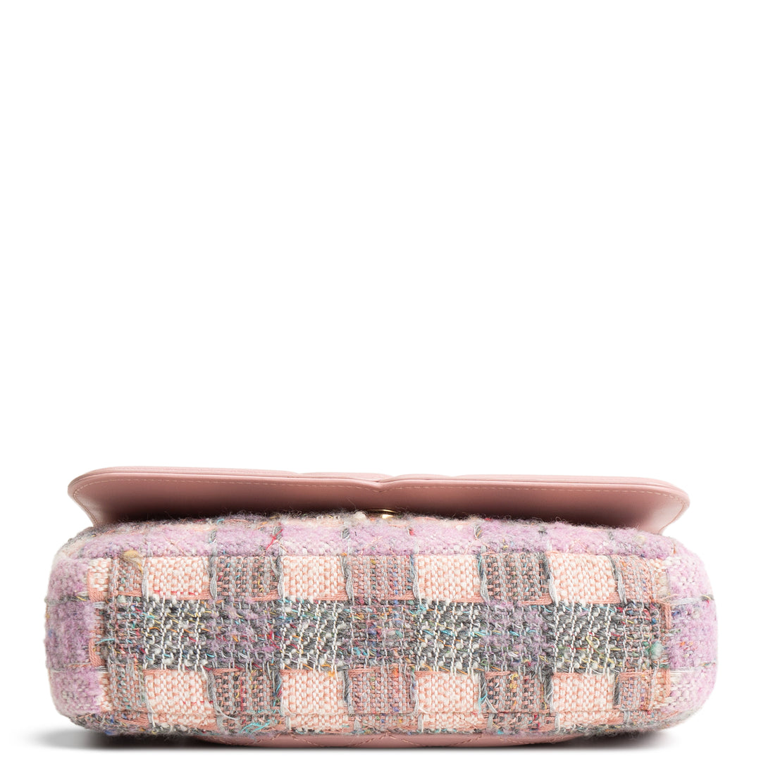 CHANEL Tweed Filigree Flap Bag - Pink