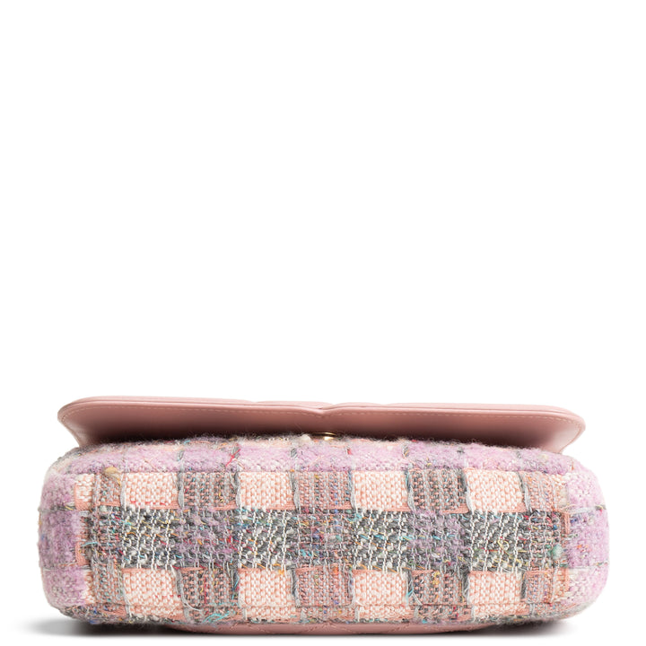 CHANEL Tweed Filigree Flap Bag - Pink
